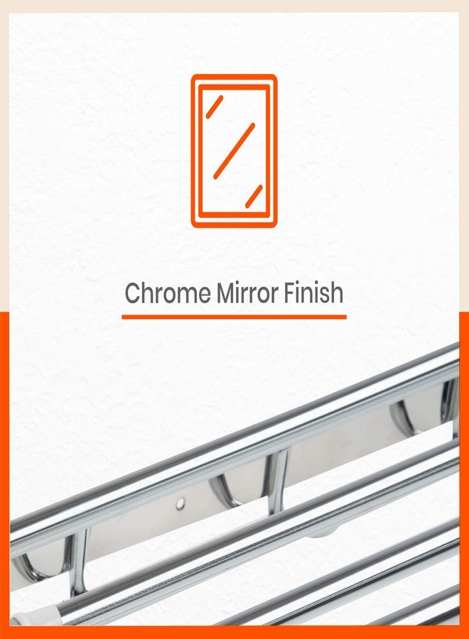 Bathla حامل/رف/حامل مناشف من الفولاذ المقاوم للصدأ من أكويلا باي باثلا - دورادو للمنزل | قابل للتركيب على الحائط وقابل للطي | طلاء كروم مقاوم للتآكل (كبير - 24 بوصة) - Image 4